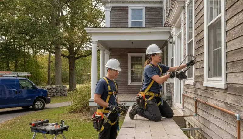 Plumber repairing a pipe in Norton, MA for professional plumbing repair service