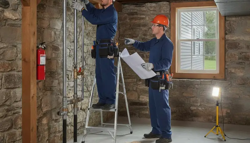 Plumber repairing a pipe in Norton, MA for Norton Plumbing and Heating