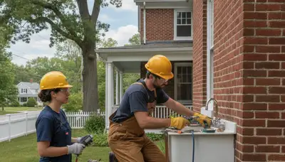 Plumber repairing a pipe in Norton, MA for local plumbing service