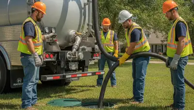 Septic pumping service truck for Norton, MA homes with local plumbing specialists