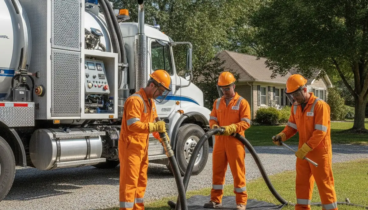 Septic pumping service truck for Norton, MA homes by On Call Plumbers