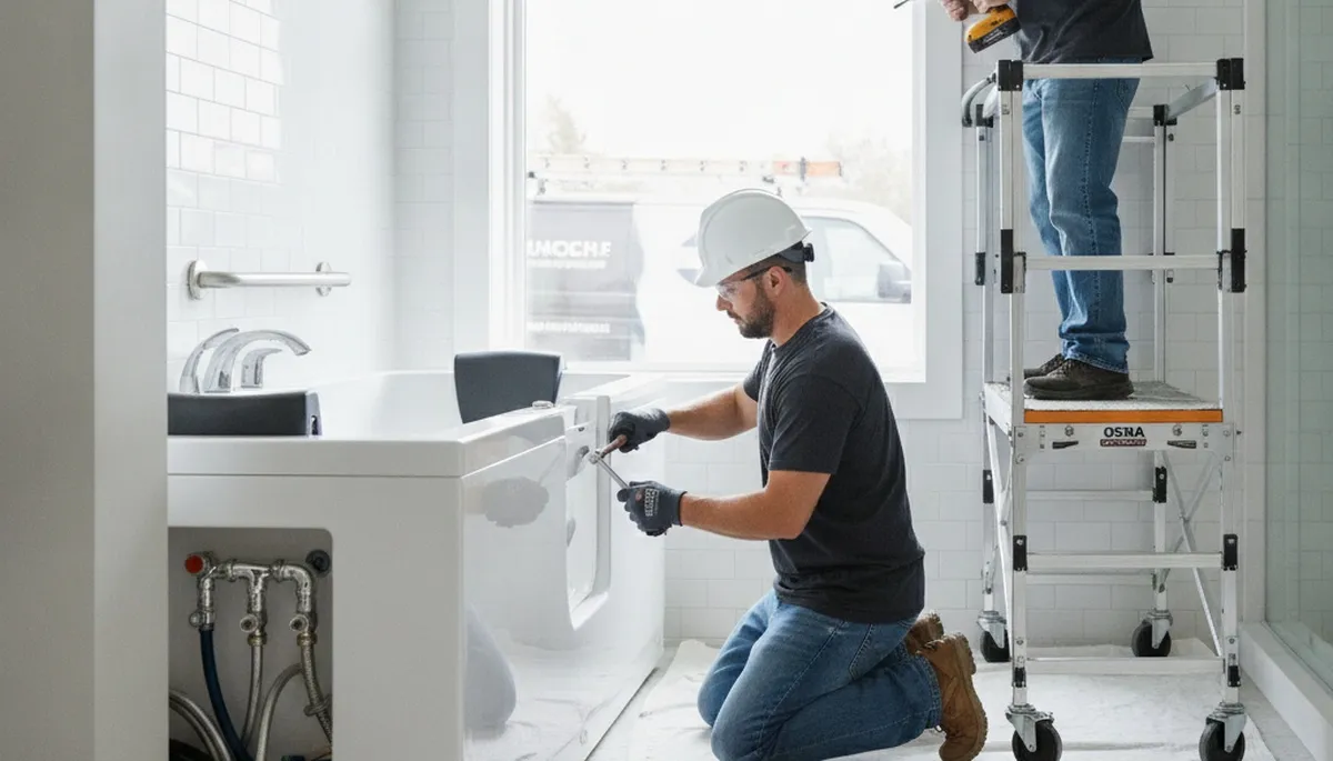 Walk-in tub installation by Norton, MA plumbing repair professionals for safer bathing