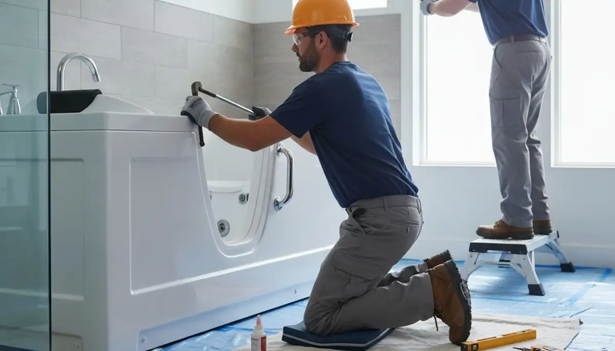 Walk-in tub installation for safer bathing in Norton, MA by local plumbing professionals